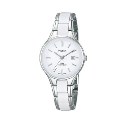 Ladies stainless steel white dial watch ph7267x1